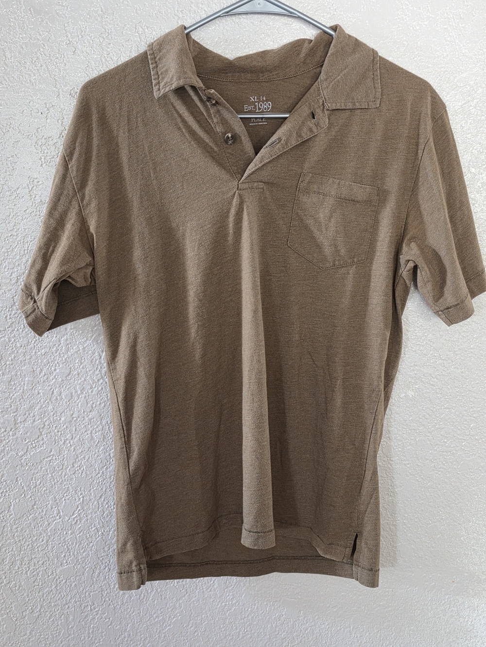 Place Women's Brown Short-Sleeve Polo Top